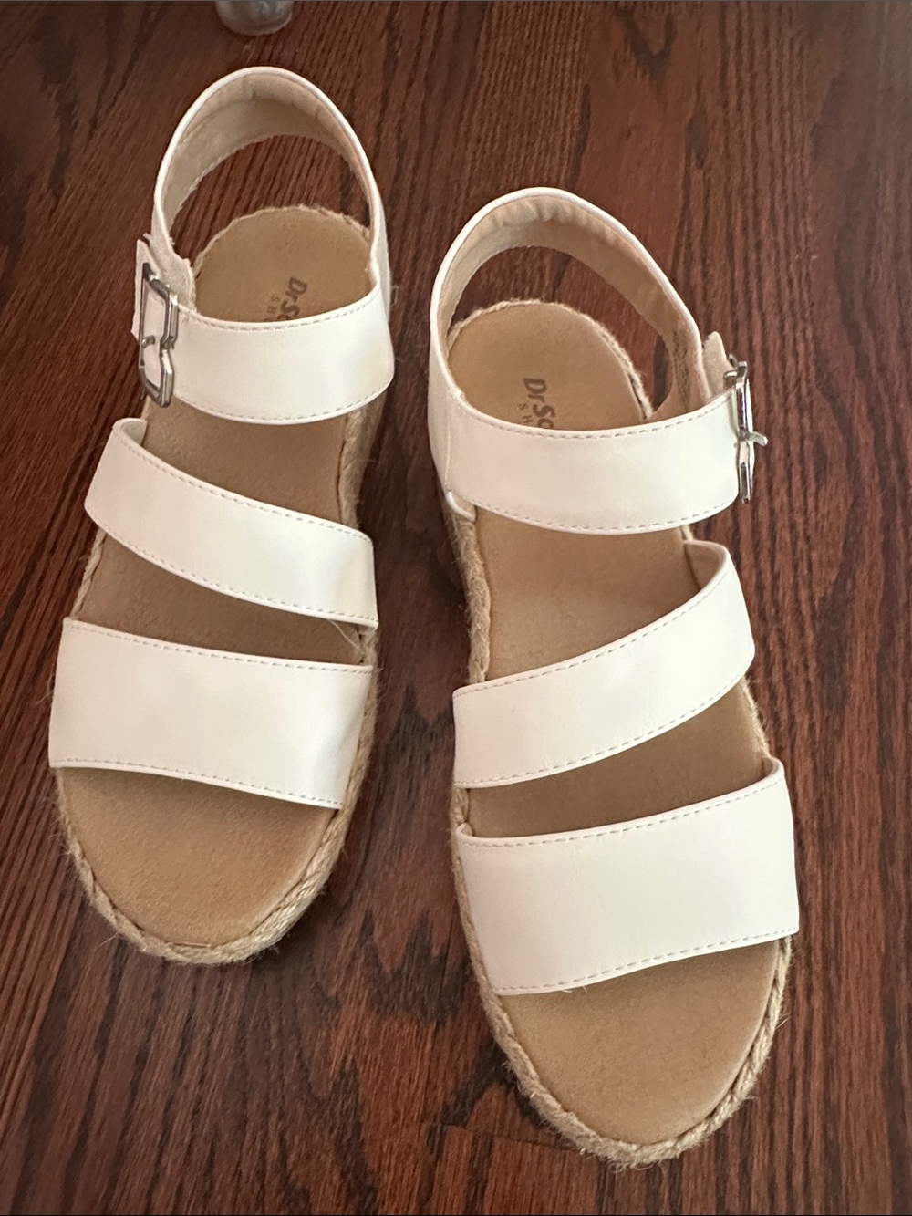 Size 8 White Strappy Sandals - Comfort Espadrille Style